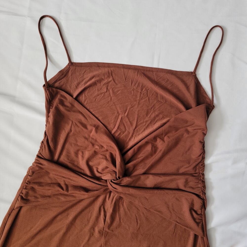 Reformation Hex Brown Backless Midi Dress Sleeveless Stretchy Size XLarge - Picture 7 of 8